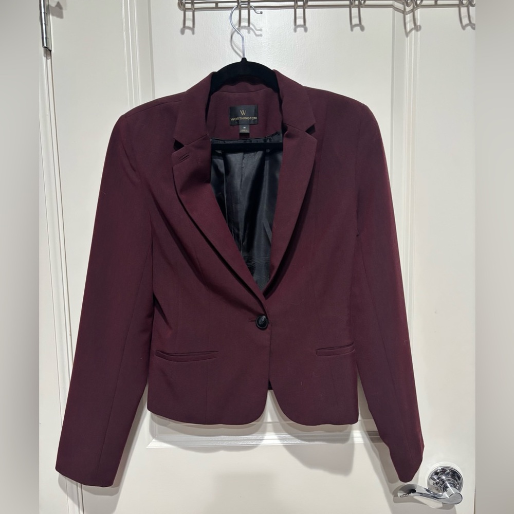 Worthington Burgundy Blazer – Size M – Excellent Condition
